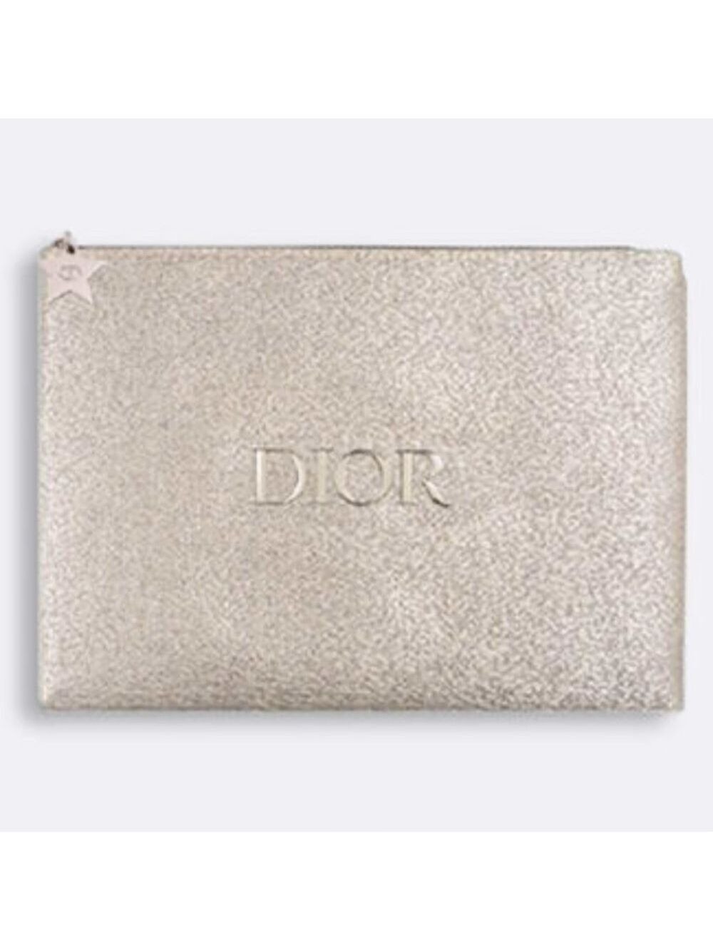 DIOR Beauty Makeup Logo Small Flat Authentic Luxury Pouch Silver Gift
